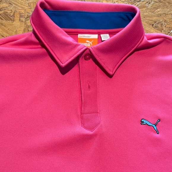 Puma Fuchsia Polo Shirt with Blue Logo SZ S - Picture 1 of 8